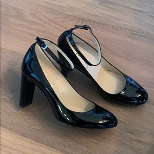 Black Patent Leather LK Bennett Ankle Strap Pumps
